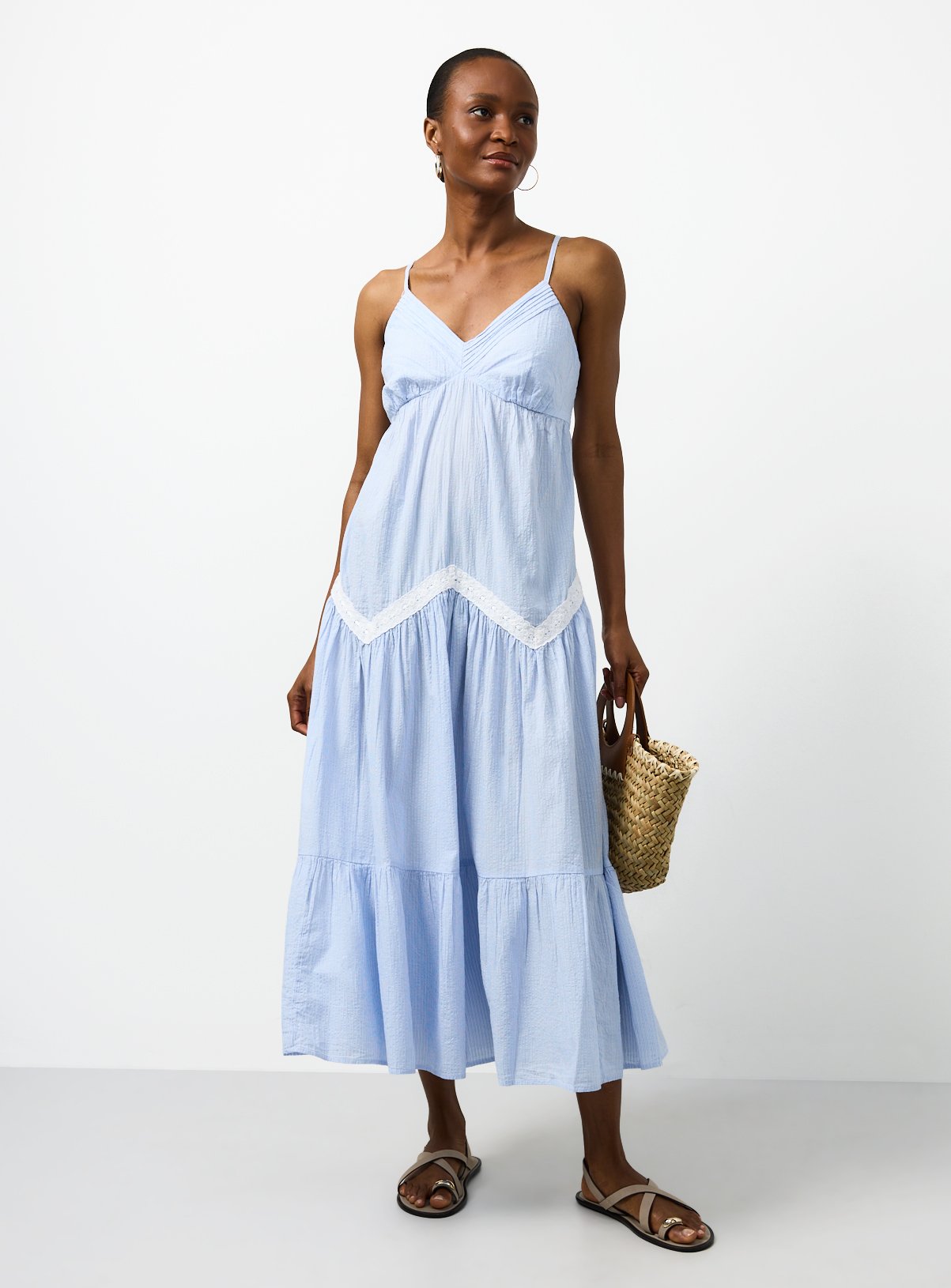 Buy Blue Lace Detail Midaxi Cami Dress 10 | Midaxi dresses | Argos